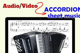 transcribe audio, video to accordion sheet music by ear