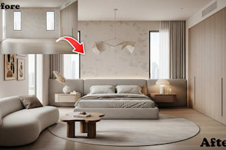 create realistic virtual staging for real estate with modern furniture