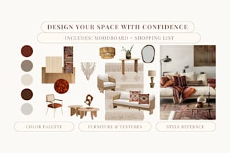 create a moodboard and shopping list for a cohesive interior