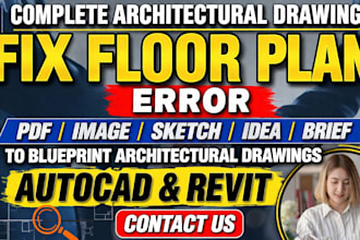 draw blueprint architectural drawing in autocad or revit