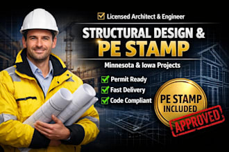 do structural design, licensed architect, pe stamp in minnesota, iowa