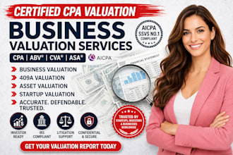do business valuation, 409a valuation, asset valuation as CPA abv cva asa