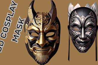 design realistic 3d mask models for cosplay, horror, and 3d printing