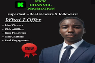 grow your kick channel, viewers with organic promotion
