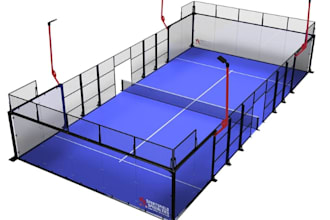 3d court padel, court design for tennis, pickleball, badminton, 3d rendering