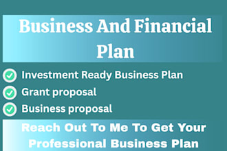 write a business plan with a financial plan for startups, business plan writer