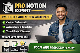 create a notion template, notion CRM, notion dashboard, and notion workspace