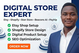 set up your payhip digital store etsy shop shopify store stan store