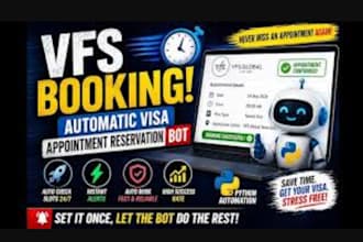 develop booking bot,vfs appointment bot,appointment bot,vfs bot,tls