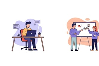 create custom 2d flat illustrations, characters, scenes, and artwork