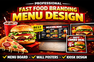 design modern fast food menu and restaurant branding