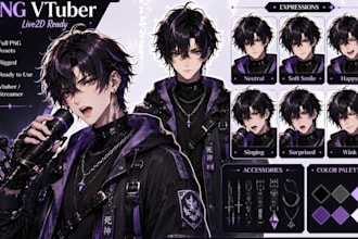 create png vtuber model for streaming in anime avater chibi vtuber model styles