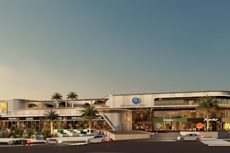 create realistic 3d commercial architectural exterior render