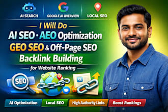 do GEO SEO, aeo and backlink building for website ranking