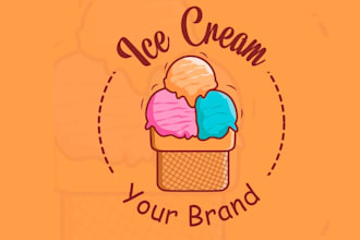 do professional ice cream drink juice bar and coffee logo