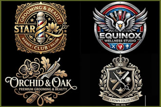 design retro vintage logo for business, tattoo barbershop