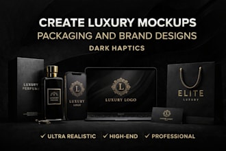 create luxury mockups packaging and brand designs dark haptics