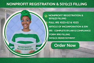 prepare 501c3 non profit registration expert and prepare it for irs approval
