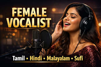 sing soulful tamil malayalam hindi or sufi songs as professional female vocalist