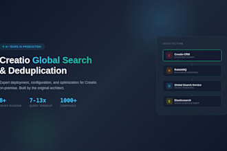 deploy and configure creatio global search and deduplication