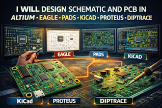 design schematic and pcb in altium, eagle, pads, kicad, proteus and diptrace