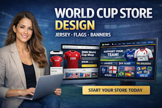 build 2026 world cup jersey shopify store with flags, banners and sticker design