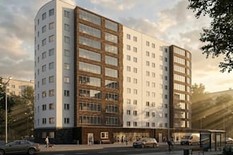 remodel high rise building,underground parking design,residential complex render