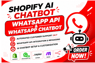setup shopify ai chatbot, whatsapp chatbot, whatsapp API, shopify automation
