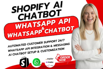 setup shopify ai chatbot, shopify automation, whatsapp API, whatsapp chatbot