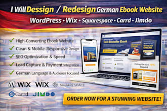 design redesign german ebook website using wordpress wix squarespace carrd jimdo