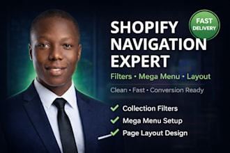 setup shopify filters, mega menu and navigation for your store