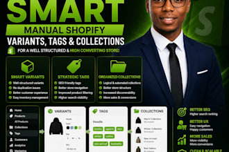 organize shopify products, variants, tags and smart collections