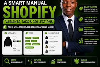 organize shopify products, variants, tags and smart collections