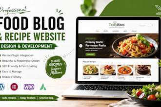 create wordpress blog website, food blog, wine recipe, news or magazine site