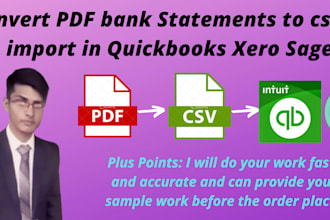 convert bank statements PDF to CSV, excel within few hours