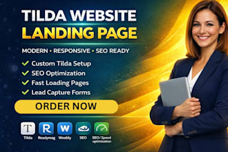 create tilda landing page website design, readymag website and weebly website