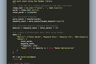 build a custom python script for SEO and data analysis
