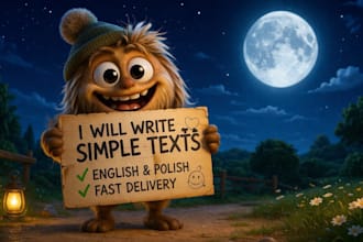 write simple, clear and engaging texts in english or polish