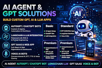do ai agent autogpt chatgpt bot, longchain llm, gpt saas, web app, voice ai bot
