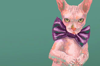 paint a beautiful custom digital portrait of your pet
