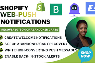 set up shopify web push notifications brevo shopone uppush hextom yanet