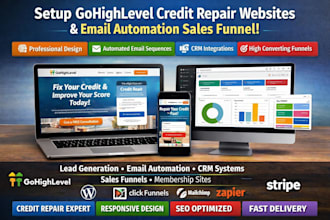setup gohighlevel credit repair website email automation CRM funnel tax websites