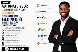 automate jobber monday hubspot gohighlevel sales pipeline zoho roofr integration