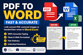 convert PDF, images or handwritten notes to word or excel