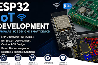 develop esp32 iot embedded system, pcb design, wifi ble firmware, smart device