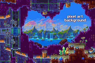 draw pixel art background 2d parallax scenery landscape game art retro 8bit16bit