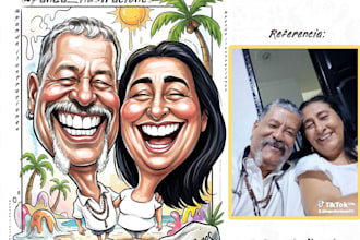 create a fun digital caricature for couples or anniversaries