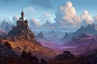 make a fantasy landscape illustration