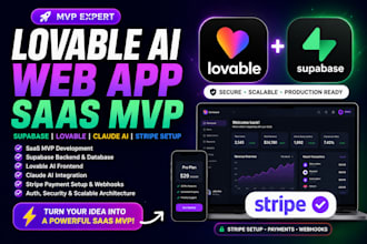 develop lovable ai web app saas mvp supabase base44 claude ai and stripe setup