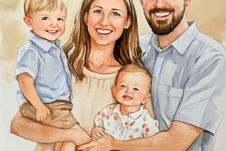 make watercolor family portrait